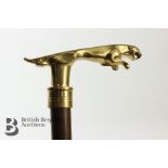 Brass Leaping Jaguar Walking Stick