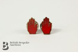 Rare Red Hand of Ulster Enamelled Cufflinks