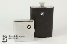 BMW Driver's Black Leather Covered Motoring Drinks Flask