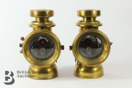 Pair of Lucas King's Own No. F144 Oil Lamps