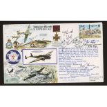 1990 Invasion Month cover signed by 7 Battle of Britain participants. Printed address, fine.