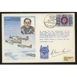 Douglas Bader: Autographed on 1977 RAF Group Captain Sir Douglas Bader cover. Address label, fine.