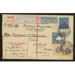 1933 uprated 20c registered envelope Air Mail via Bandung - Amsterdam via Singapore to Arbroath,