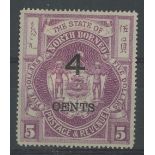 1899 4c on $5 bright purple heavily M/M.