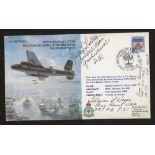 1983 RAF cover signed by 3 USA Battle of Britain aces. Address label, fine.