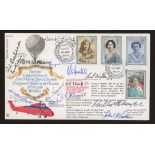 1990 Queen Mother RFDC FDC signed by 9 George Cross, 1 VC & 2 DFC holders. Printed address, fine.
