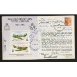 1980 RAF Battle of Britain cover signed by 8 Battle of Britain fighter pilots. Address label, fine.