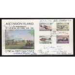 1993 RAF 75th Anniv Ascension FDC signed by 9 Battle of Britain participants. Unaddressed, fine.