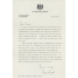 Margaret Thatcher: 1987 signed letter on 10 Downing Street letterhead.