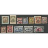 Caroline Islands: 1901-10 No wmk Yachts set (excl. 1m) used, a few on piece showing postmarks.