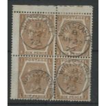 1872 (May 22nd) 6d chestnut (plate 11) top left corner block of 4,