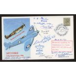 1986 Spitfire cover signed by 8 Battle of Britain participants. Printed address, fine.