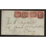 1860 cover with House of Commons Library embossed flap bearing four 1d red stars with numeral 7
