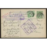 1914 Postage Due ½d green on plain postcard with Evesham CDS + cachet "½d Postage Due for Return to
