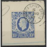 1942 (Nov 30th) 10/- ultramarine on piece with London Chief Office EC1 CDS, fine.