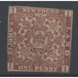 1861 1d chocolate-brown used, cut into at bottom left, slight damage at top centre.