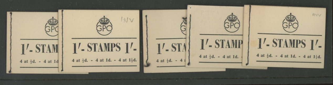 1952 1/- x 5 booklets.