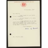 Harold Wilson: 1987 signed letter on House of Lords letterhead.