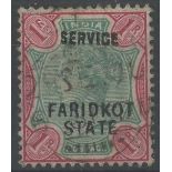 Faridkot: Officials - 1898 1r F/U, fine. Sold "as is".