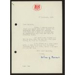 Harold Wilson: 1987 signed letter on House of Lords letterhead.