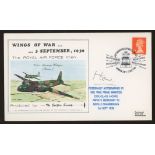 Lord Home: Autographed on 1989 50th Anniv World War II cover. Address label, fine.