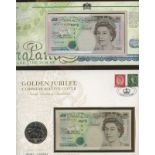 1996 Queen's 70th Birthday Crown & Banknote set in Royal Mint folder with Kentfield £5 serial HM70
