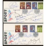 Cricket: 5 multi signed FDCs, each signed by 6-12 famous cricketers incl.