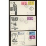 1963 FFH, Paris & Cable (Ordinary) on 3 illustrated FDCs all with RN Air Station Culdrose CDS.