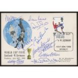 1966 World Cup Final England V West Germany illustrated card with July 30th special H/S signed by