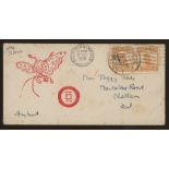 1928 illustrated envelope via Siberia to Chatham bearing two 1913 1c orange Junk stamps.
