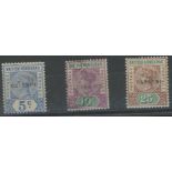 1899 Revenue overprint 5c & 25c M & 10c used.