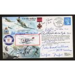 1990 The Skirmishing cover signed by 6 Battle of Britain participants. Address label, fine.