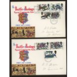 1966 Battle of Hastings (ordinary) set on 3 Connoisseur FDCs with Jersey slogan "Channel Islands