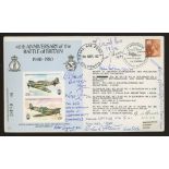 1980 RAF Battle of Britain cover signed by 9 Battle of Britain pilots. Address label, fine.