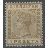 1889 1pi bistre Mint, fine.