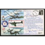 1990 The Skirmishing cover signed by 9 Battle of Britain participants. Address label, fine.