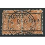 1922 Shackleton Expedition: GB 2d pair used MY 25 1922 cancelled by boxed "Tristan Da Cunha" & S R