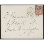 1880 (Jan 1st) 1d venetian red on FDC with London S.W. cancel. Neatly slit open at top, fine & rare.