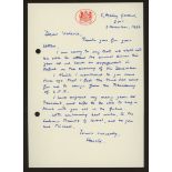 Harold Wilson: 1986 handwritten letter signed "Harold" on House of Lords letterhead.