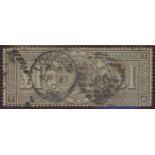 1888 (Feb 1st) £1 brown-lilac, T-A, with Frame Break variety, watermark three orbs,