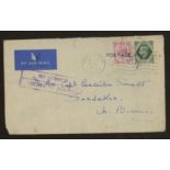 1942 cover from Sherborne with GB 6d & 9d stamps Air Mail to Sandakau North Borneo,