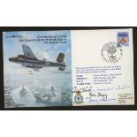 1983 RAF cover signed by 4 USAF aces. Address label, fine.