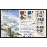 1990 Gallantry FDC signed by 7 VC holders, 5 GC holders & 1 DFC. Printed address, fine.