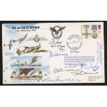 1990 Gallantry RAF Battle of Britain single value FDC signed by 7 Battle of Britain participants.