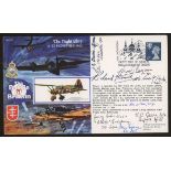 1990 The Night Blitz cover signed by 8 Battle of Britain participants. Printed address, fine.