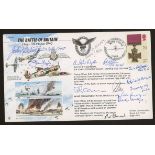 1990 Gallantry RAF Battle of Britain single value FDC signed by 13 Battle of Britain participants.