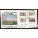 1993 Ascension 75th Anniv of RAF FDC signed by 9 Battle of Britain participants. Unaddressed, fine.