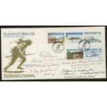 1992 Solomon Islands Guadalcanal FDC signed by 3 participants. Unaddressed, fine.