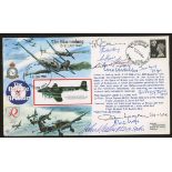 1990 The Skirmishing cover signed by 9 Battle of Britain participants. Address label, fine.