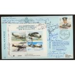 1986 RAF single value FDC signed by 8 Battle of Britain participants. Address label, fine.